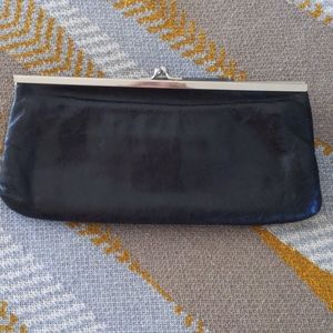 Black leather Hobo clutch